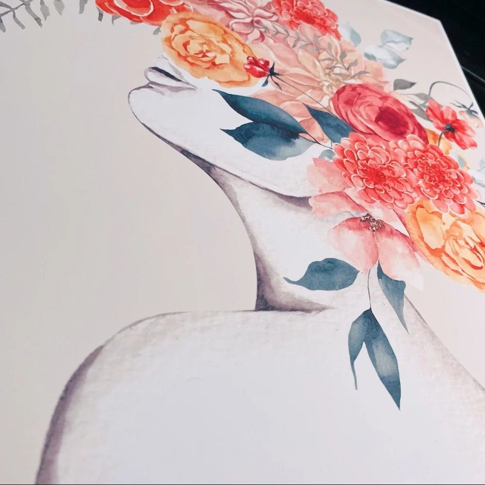 Watercolor Floral Woman Portrait Wall Art Illustration Print Poster Unframed - Picture 16 of 17